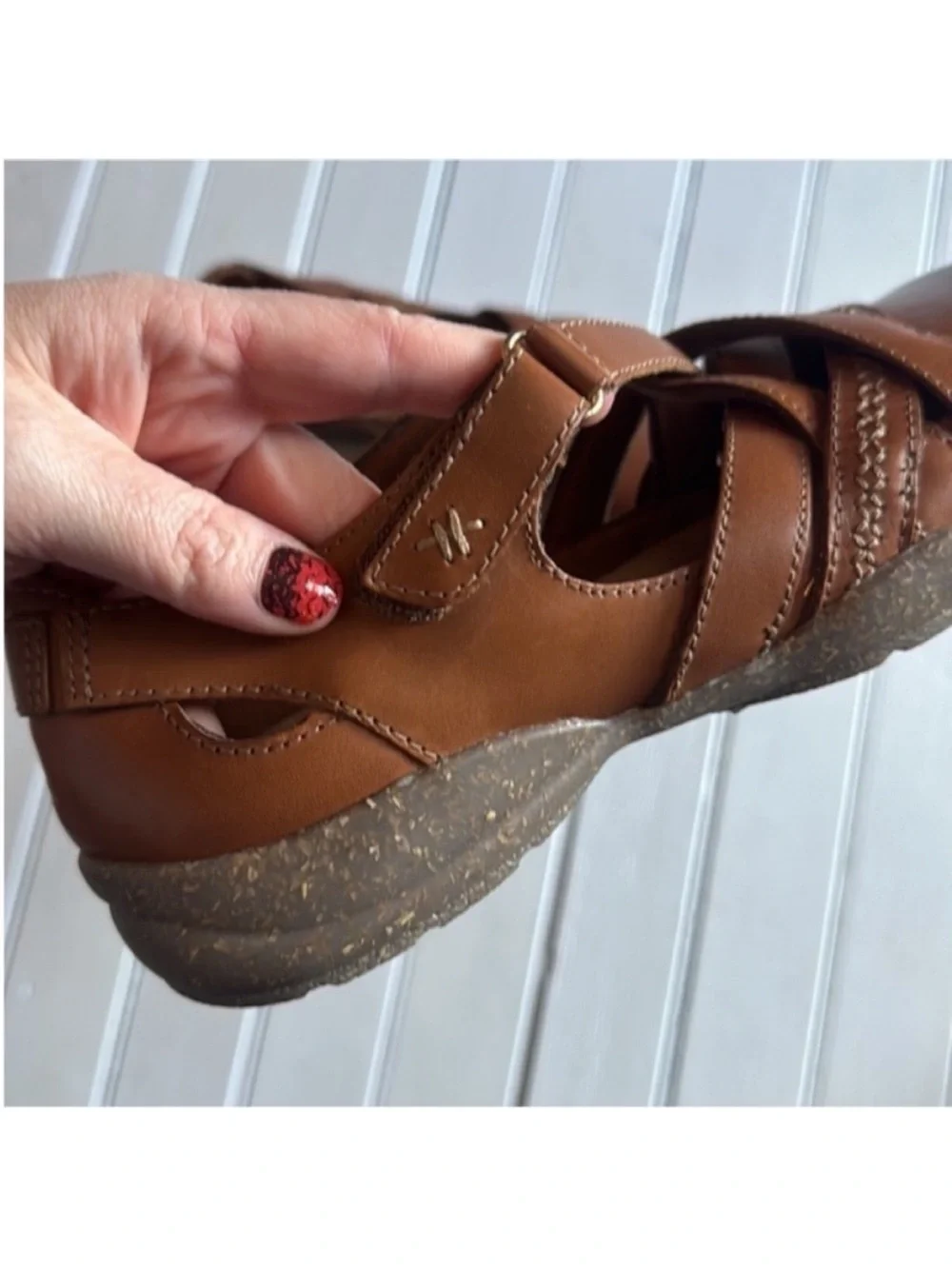 Clarks Roseville Step Slip-On Shoe Dark Tan Size 6.5